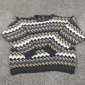 VTG Grandpa Sweater Mens XXL 2XL Cosby Zig Zag Knit Pullover Crewneck Sweatshirt
